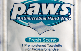 Hand wipe packaged with a liquid packaging machine